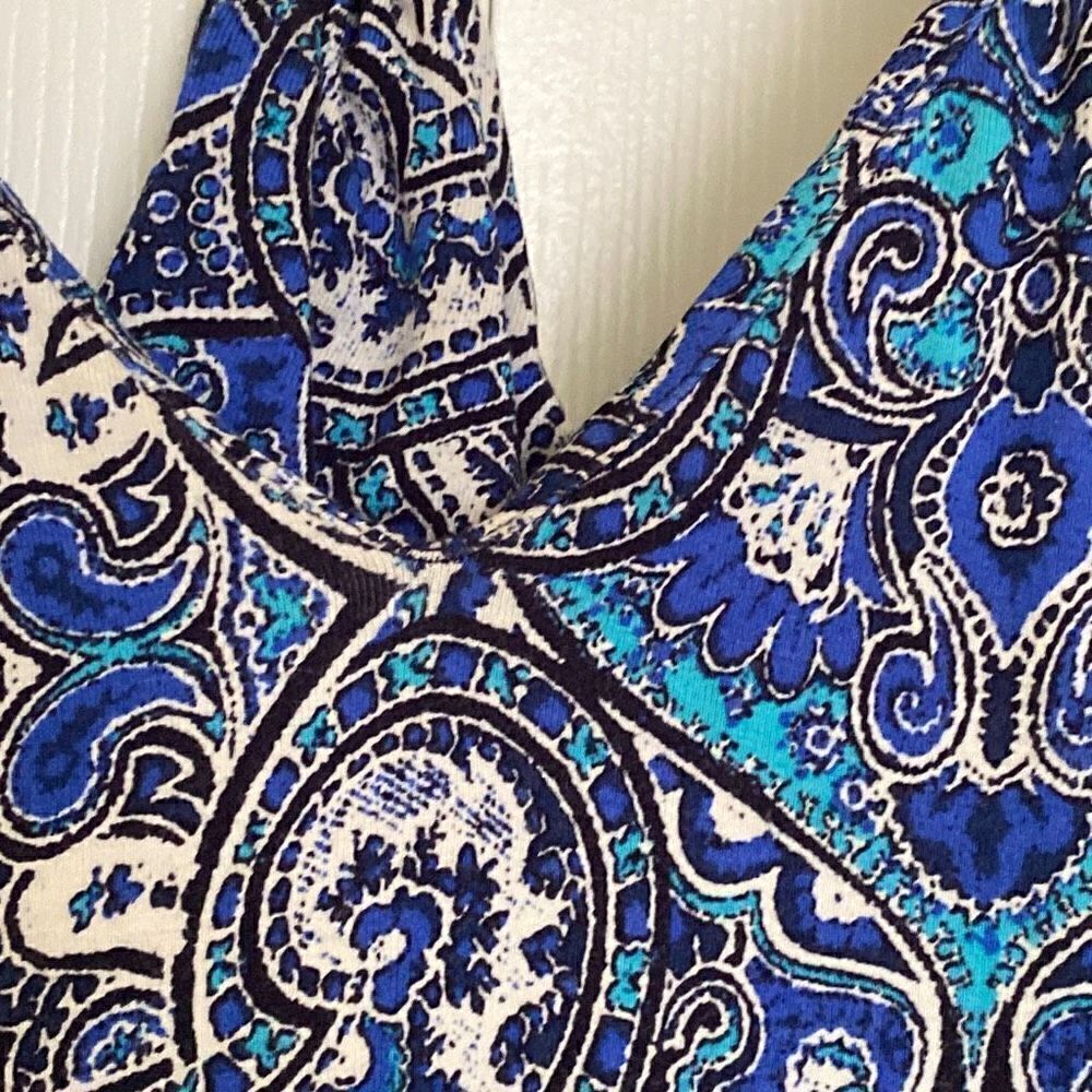 Sigrid Olsen Blue Paisley Print Racer Back Dress, Size Medium - Picture 3 of 5